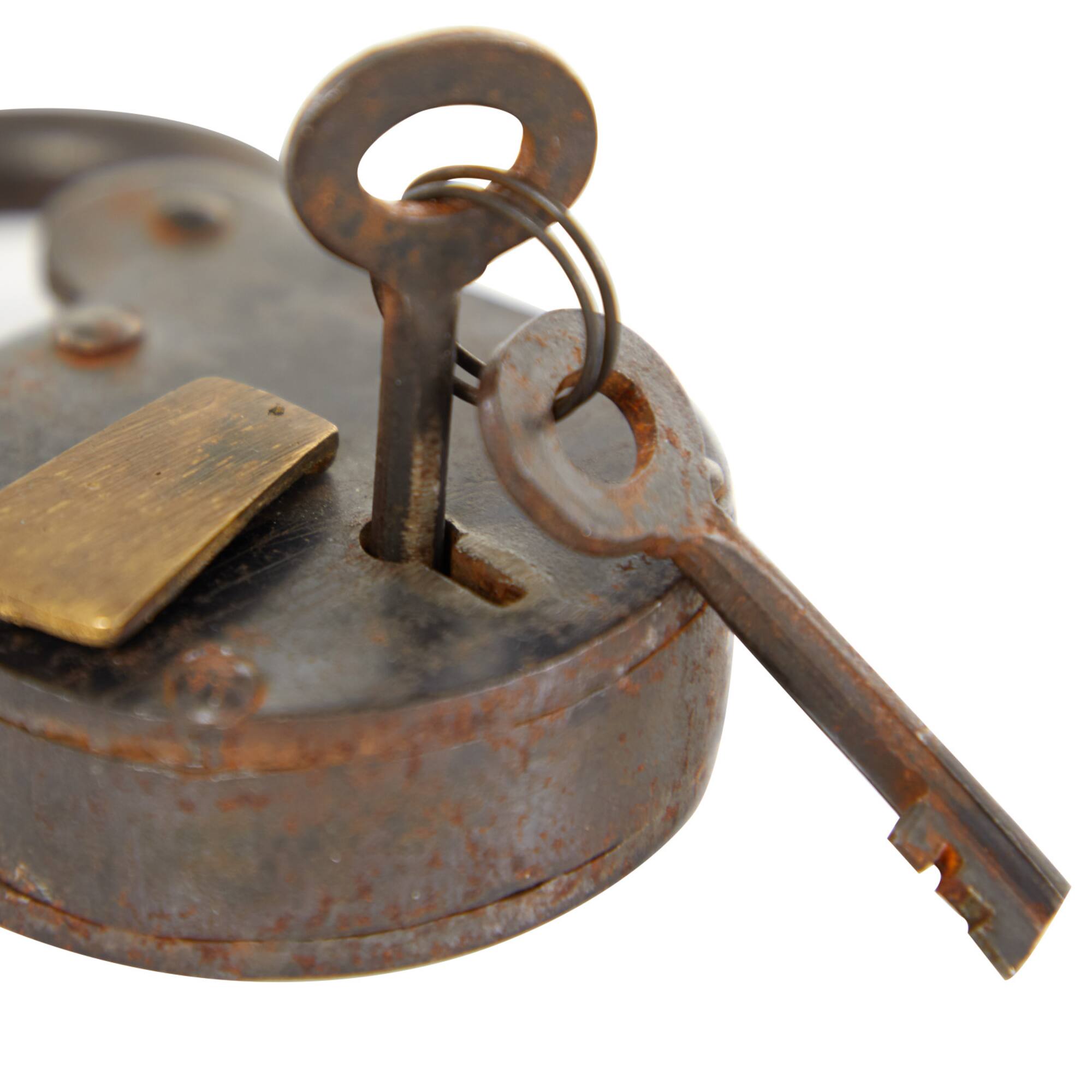 Industrial Gray Metal Lock and Keys Decor, 6.5" x 4" x 1"